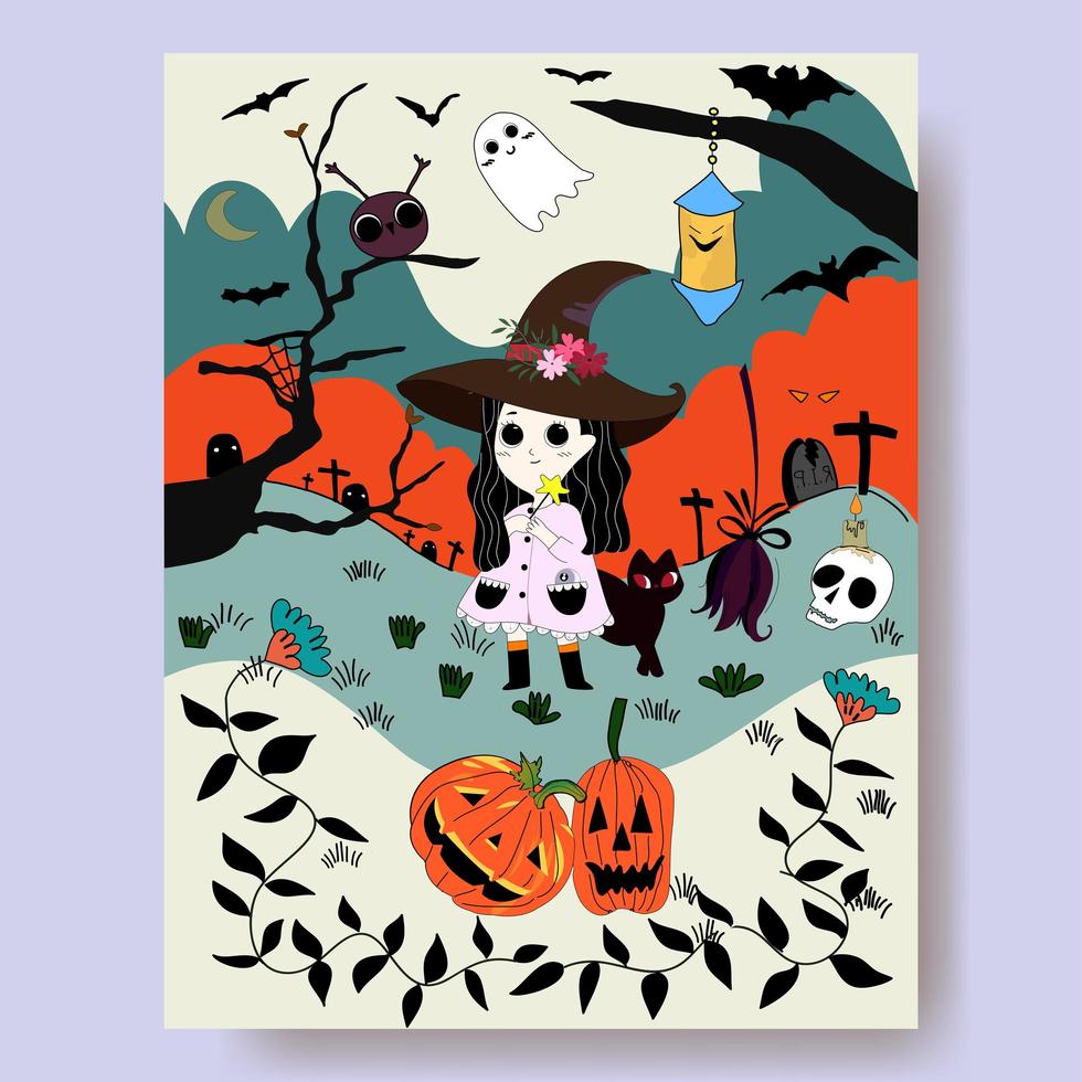 Dibujos Animados De Brujas Y Noche De Halloween Descargar Vectores Gratis Illustrator Graficos Plantillas Diseno
