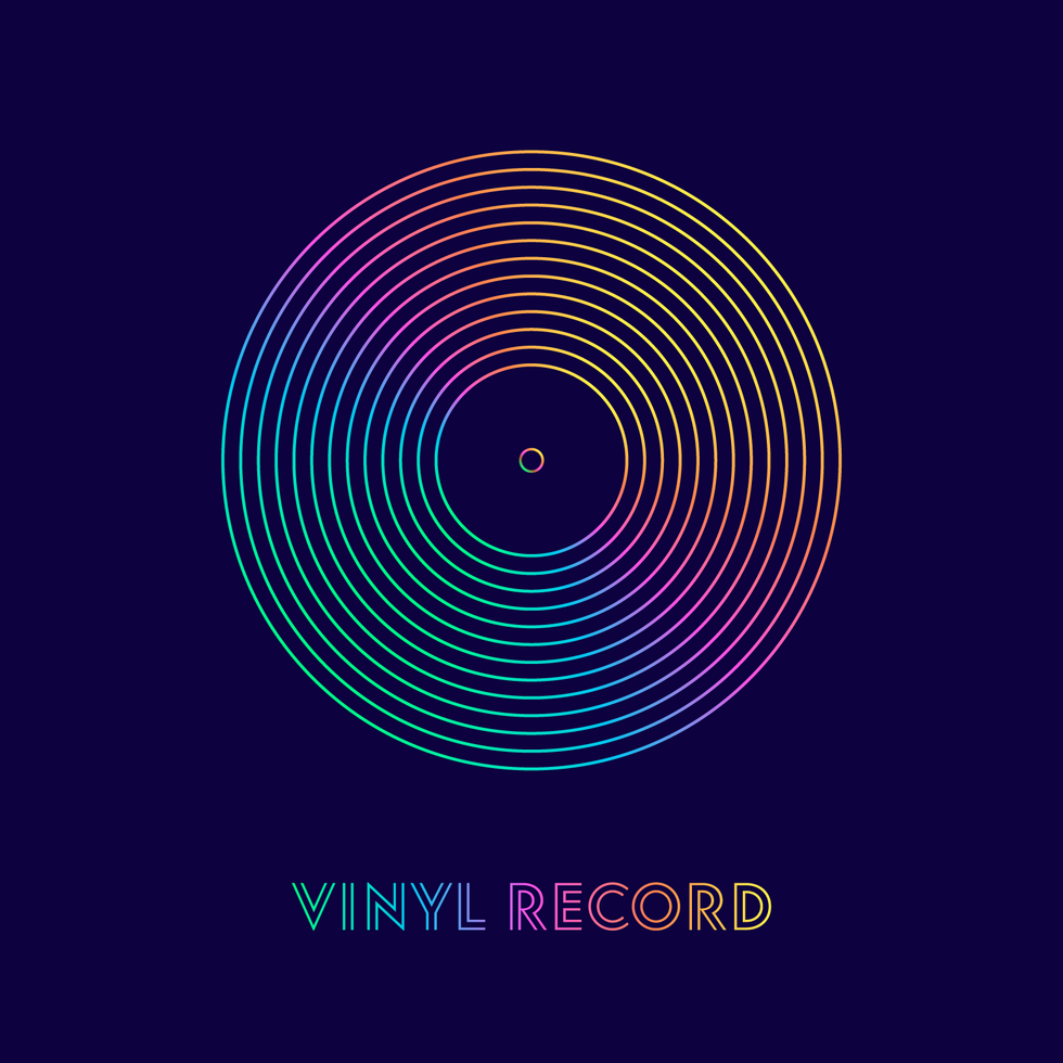 Colorful Lines Vinyl Record Vector Poster