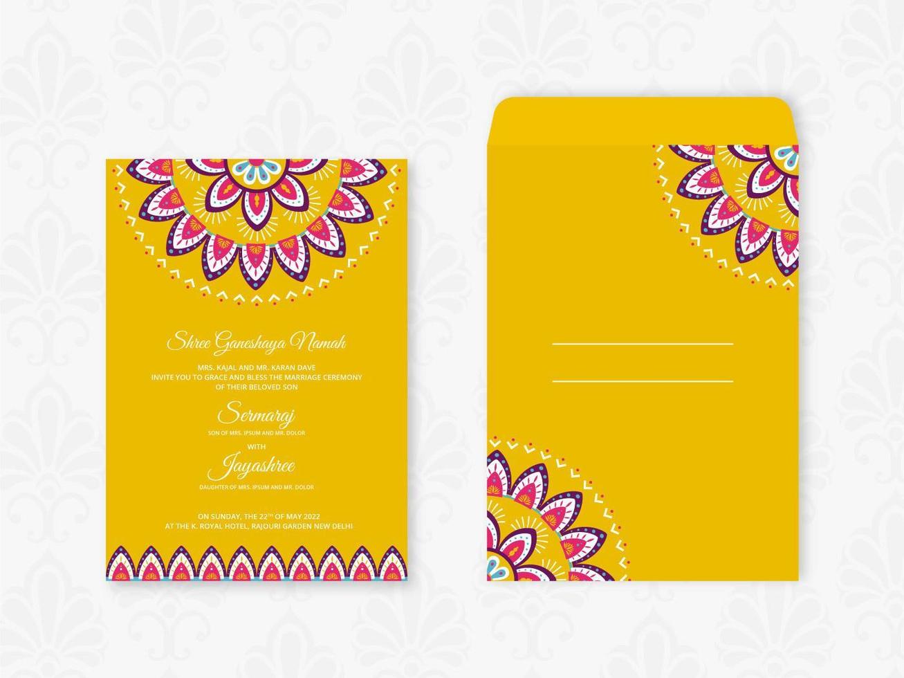 Vector creativo de la tarjeta de boda hindú