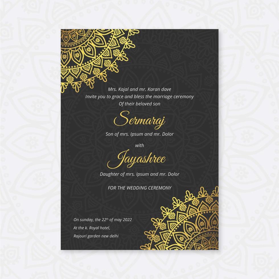 Hindu Wedding Luxury Card Template vector