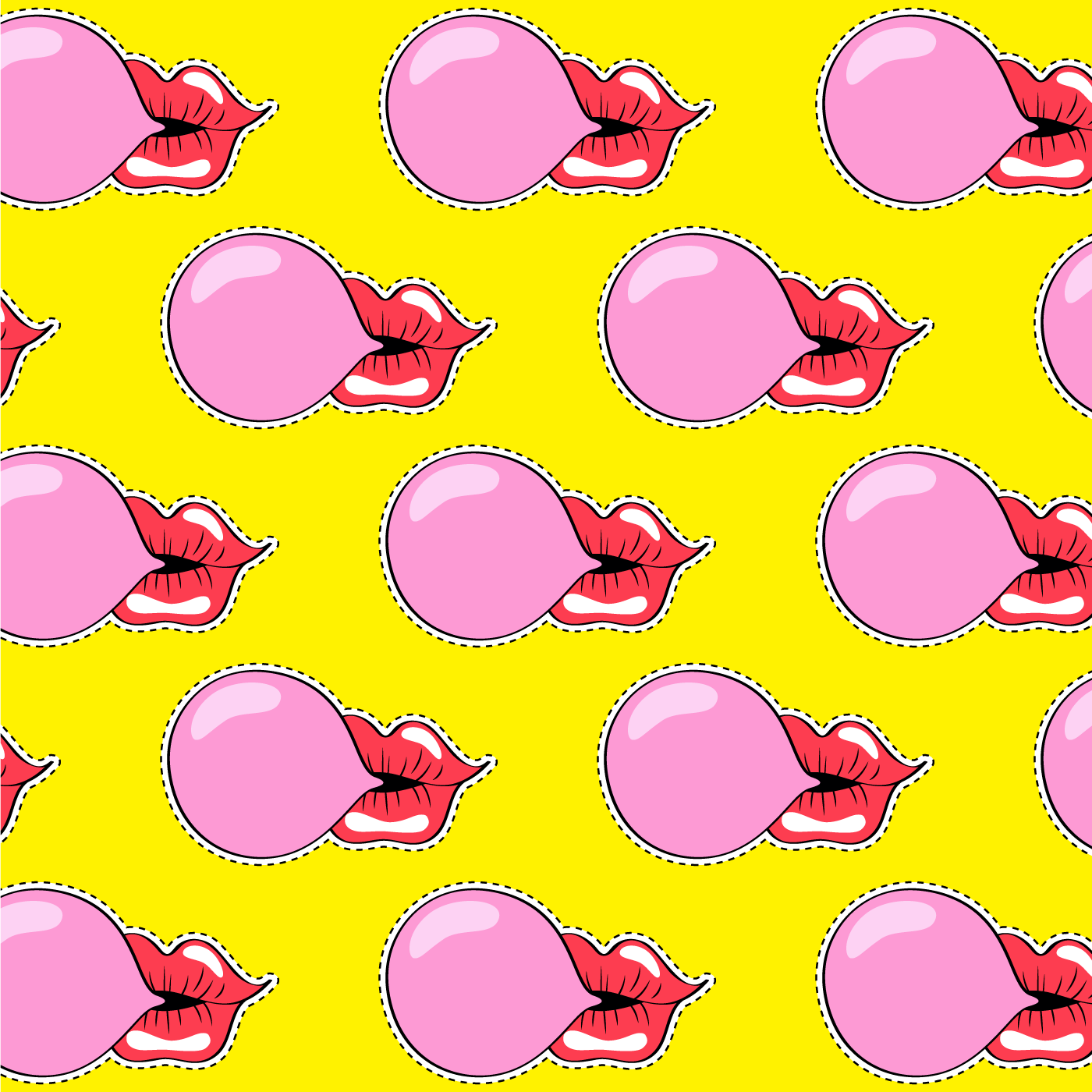 Lips Blowing Pink Bubble Gum Background 691480 Vector Art at Vecteezy