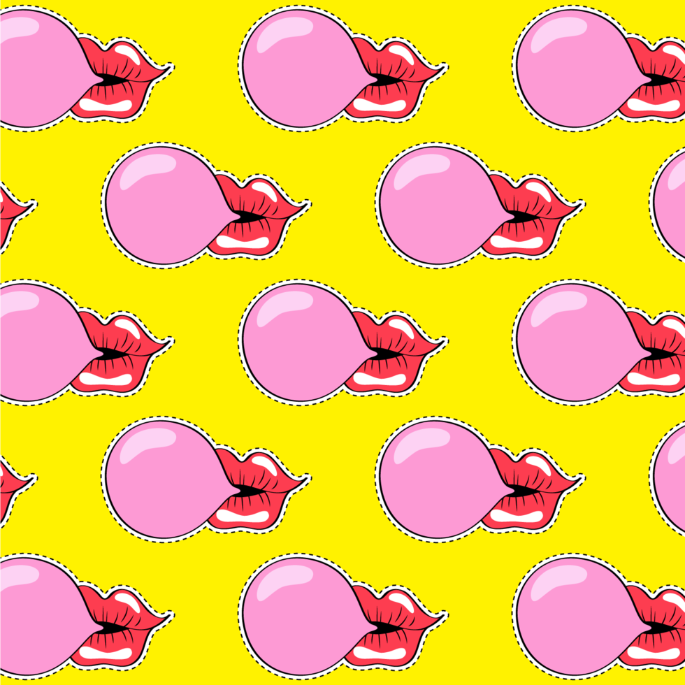 Lips Blowing Pink Bubble Gum Background vector