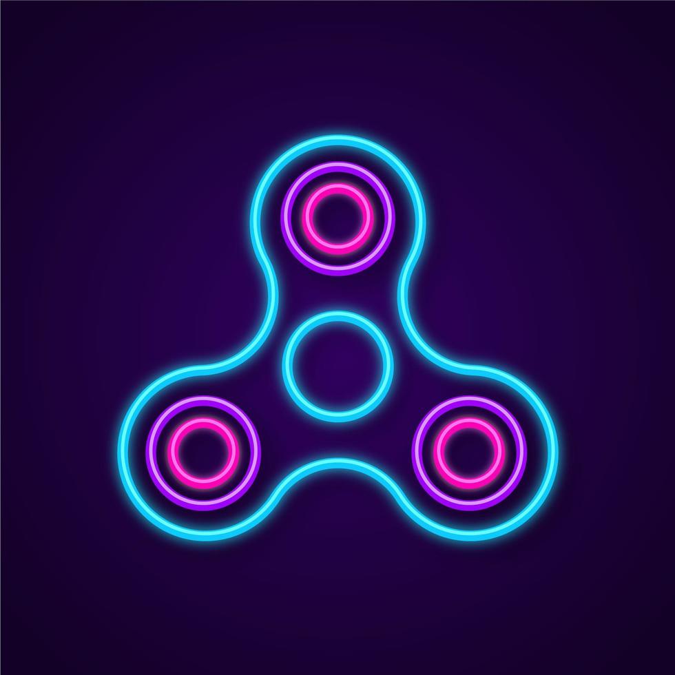 Neon Fidget Spinner Line Vector Icon