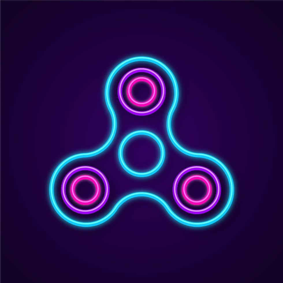 Neon Fidget Spinner Line Vector icono