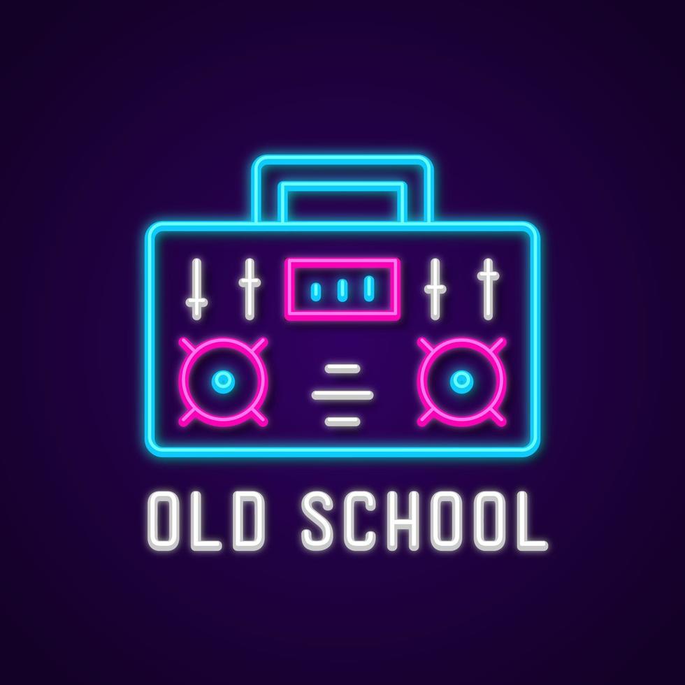 Neon Old School Boombox Vector