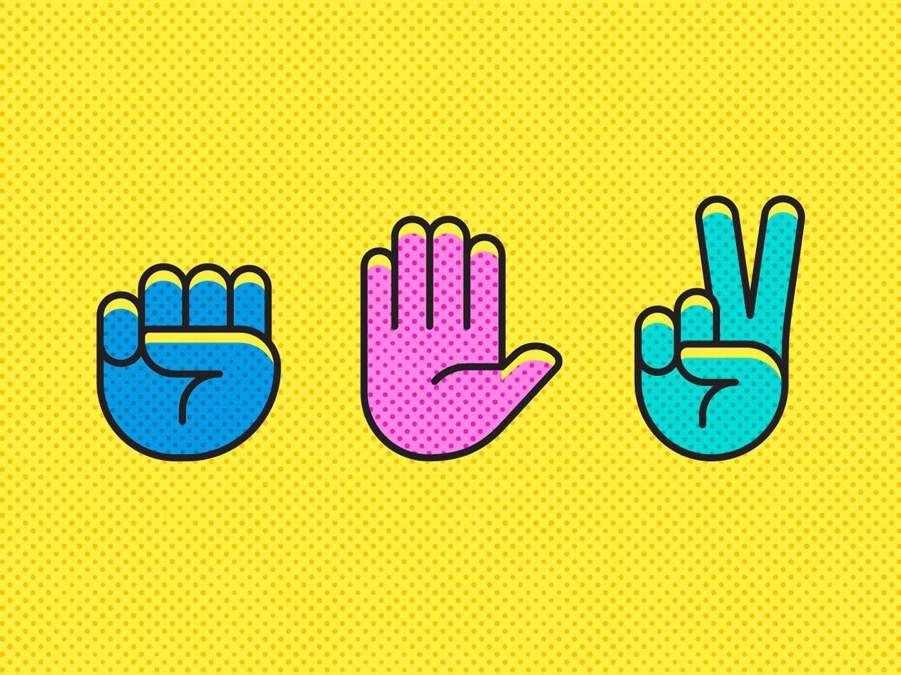 Rock Paper Scissors Pop Art Vector Design