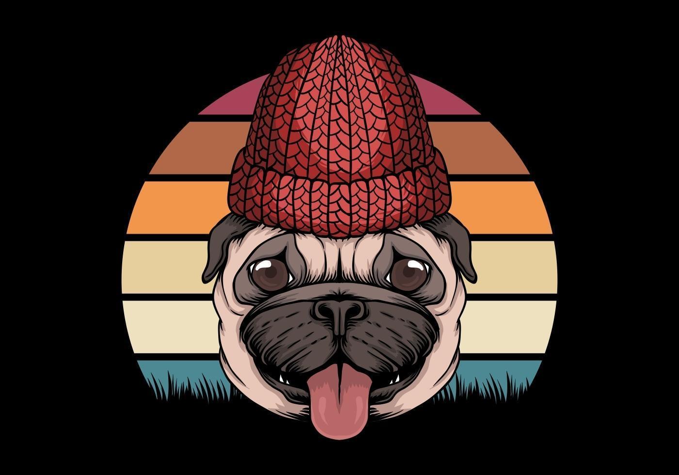 Pug dog retro vector 