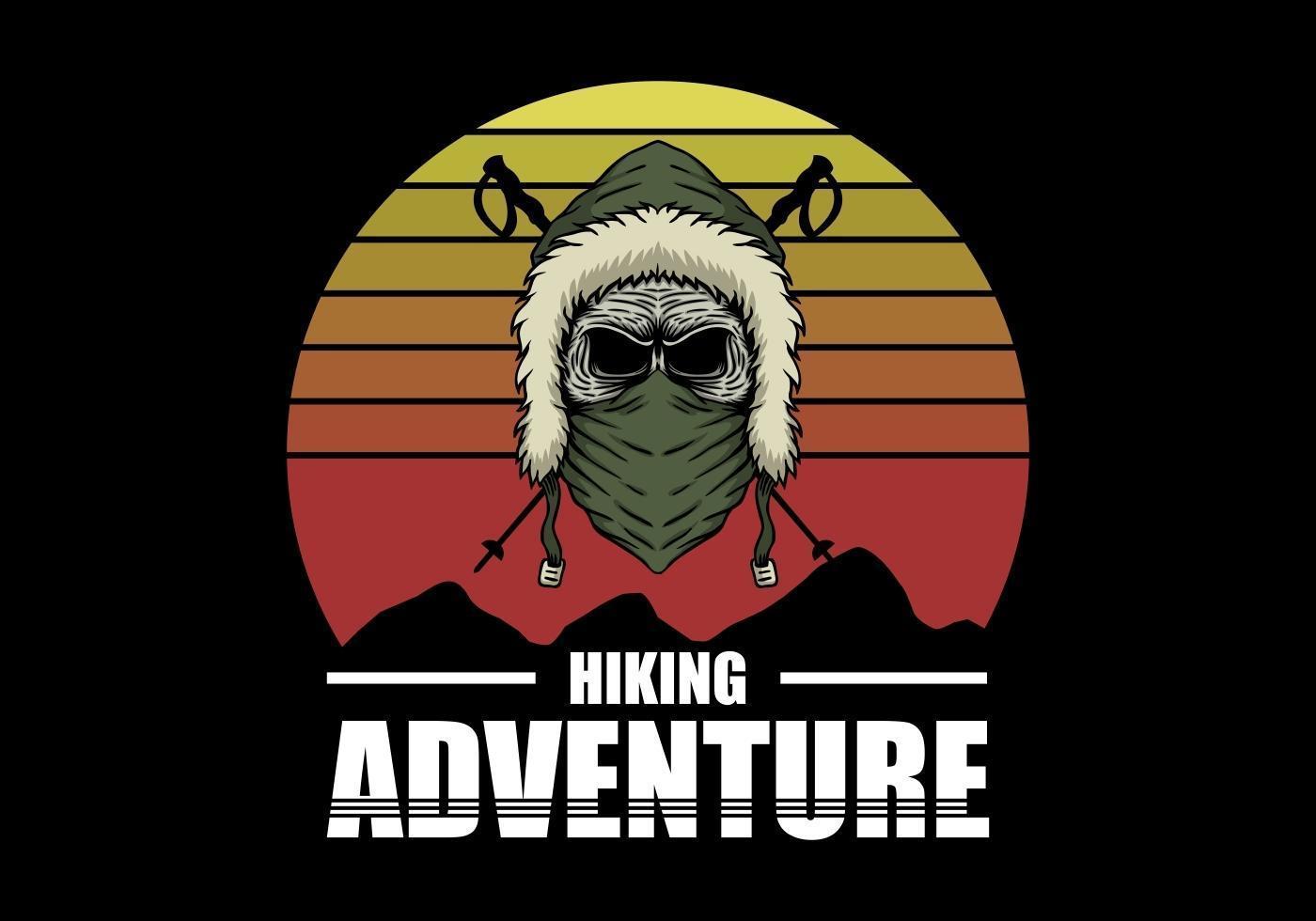 skull hiking adventure vector illustration 