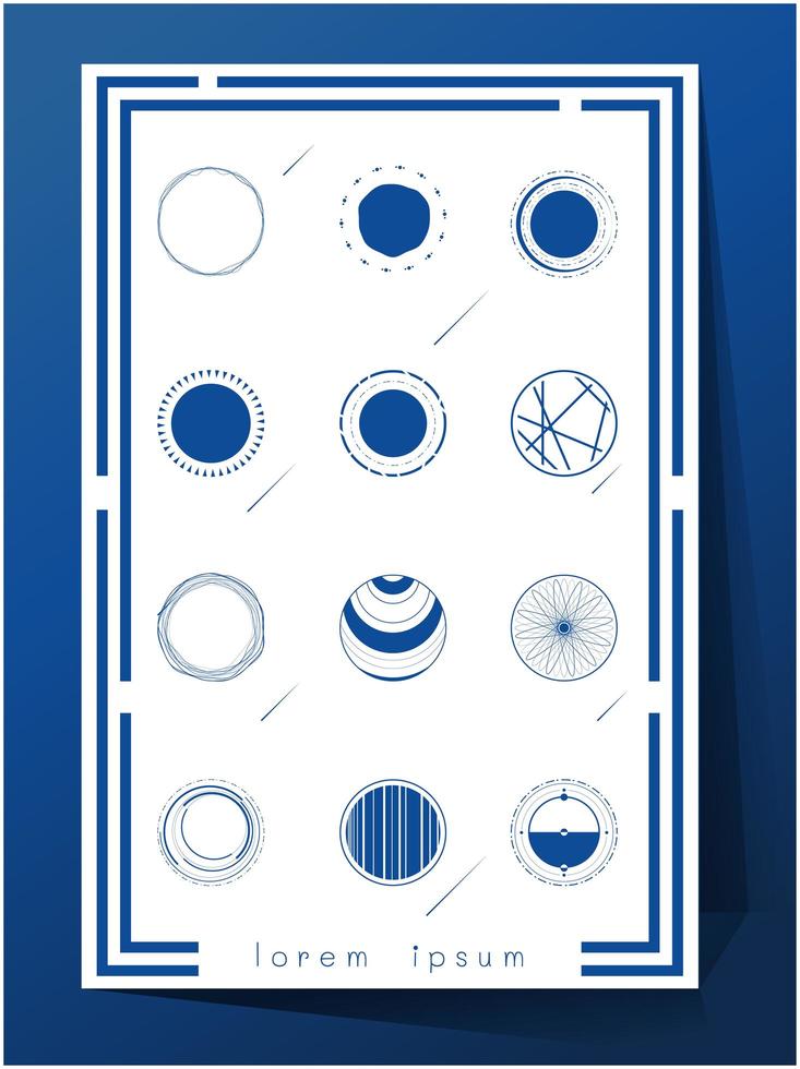 Conjunto de iconos de exploración espacial de color azul y blanco vector