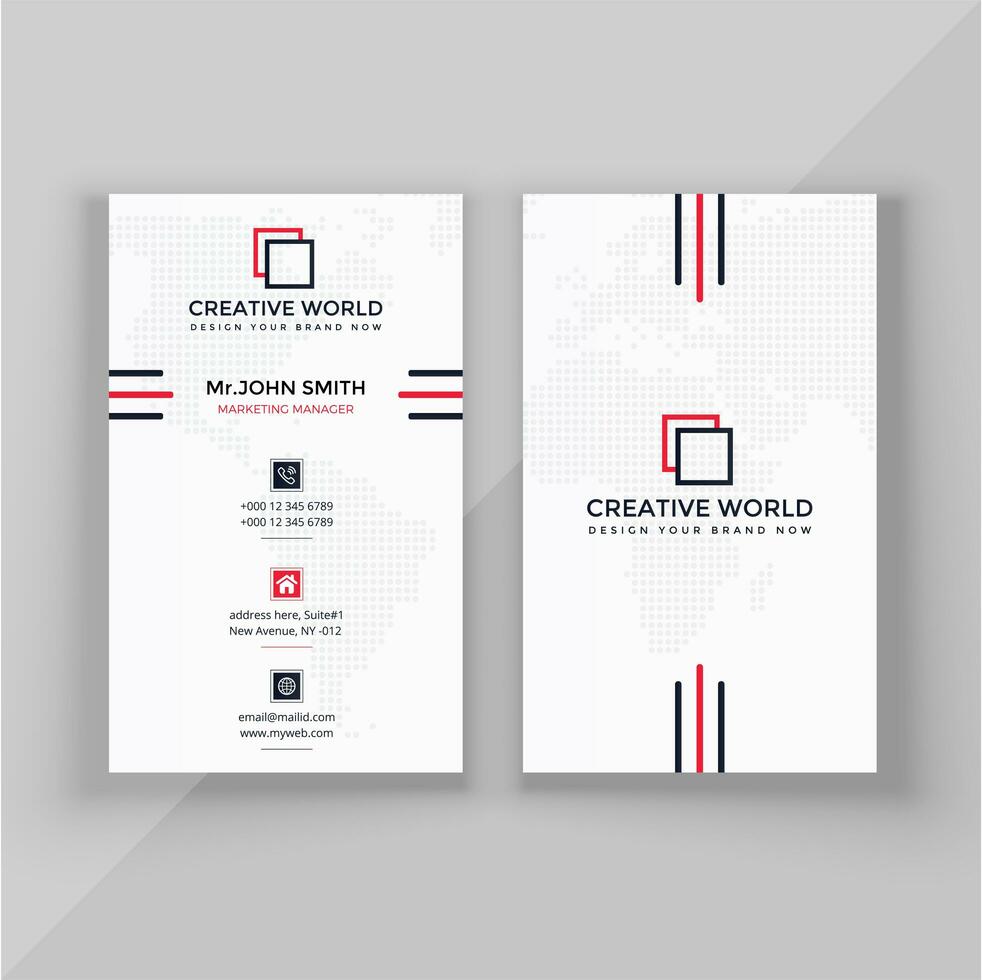 vertical business card template with map vector