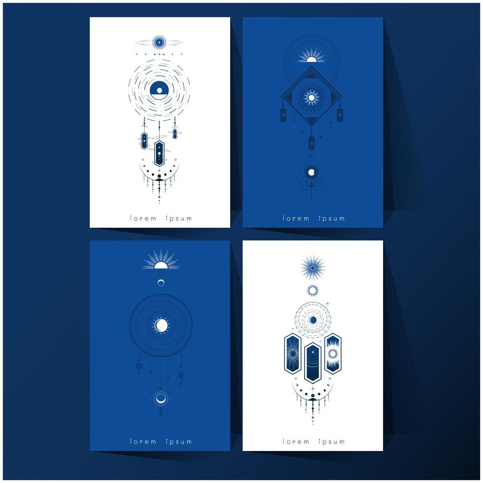 set of white and blue space exploration vector