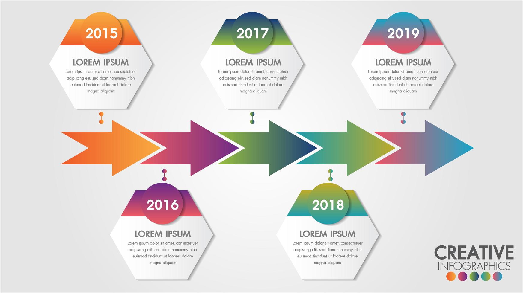 5 Step Arrow Timeline  vector