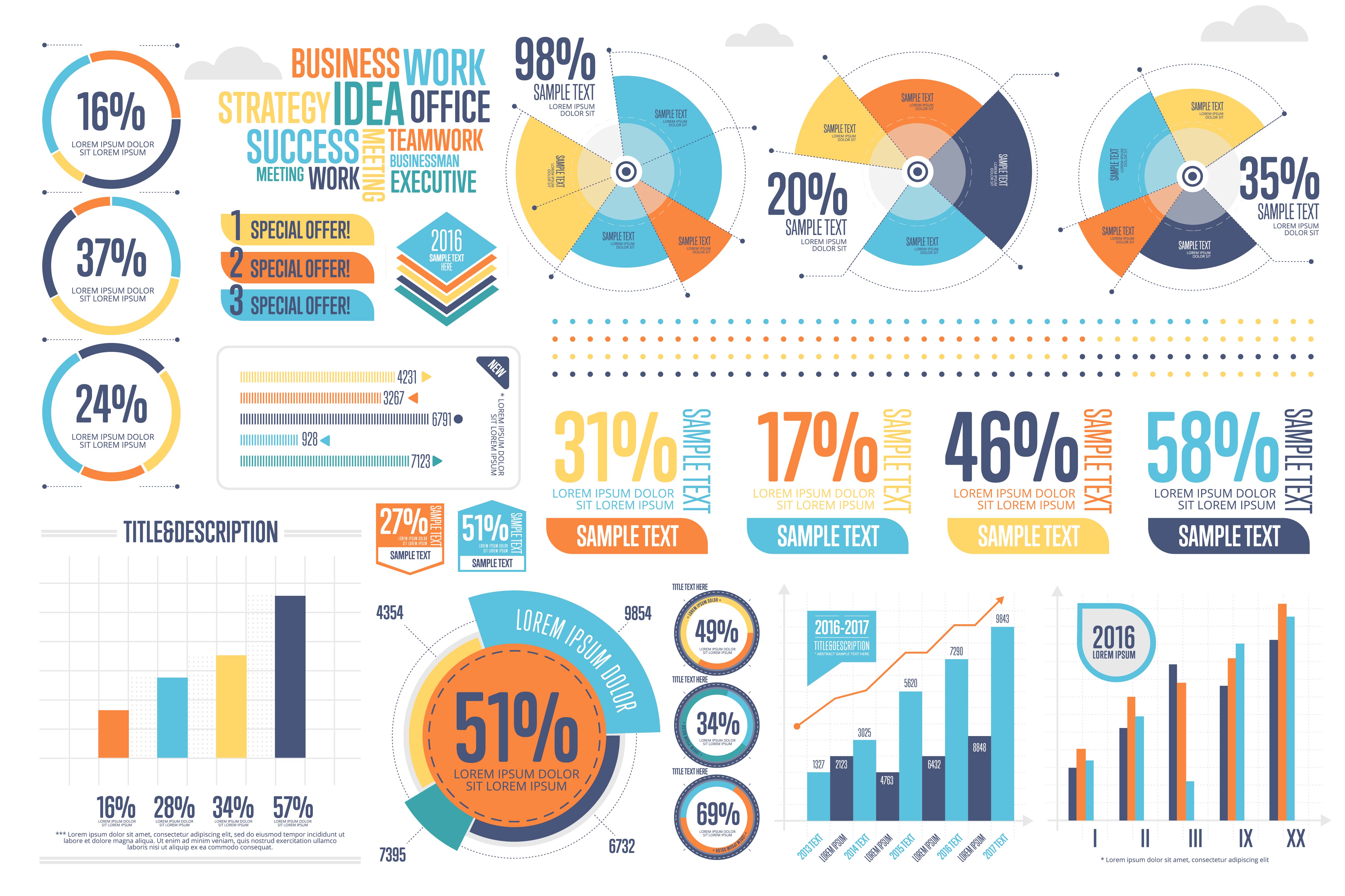 Business Infographics Set With Different Diagram Download Free 