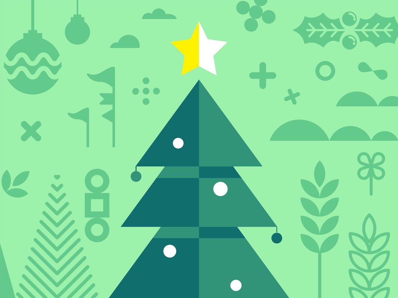 Christmas tree with other element of Christmas in red tone  vector