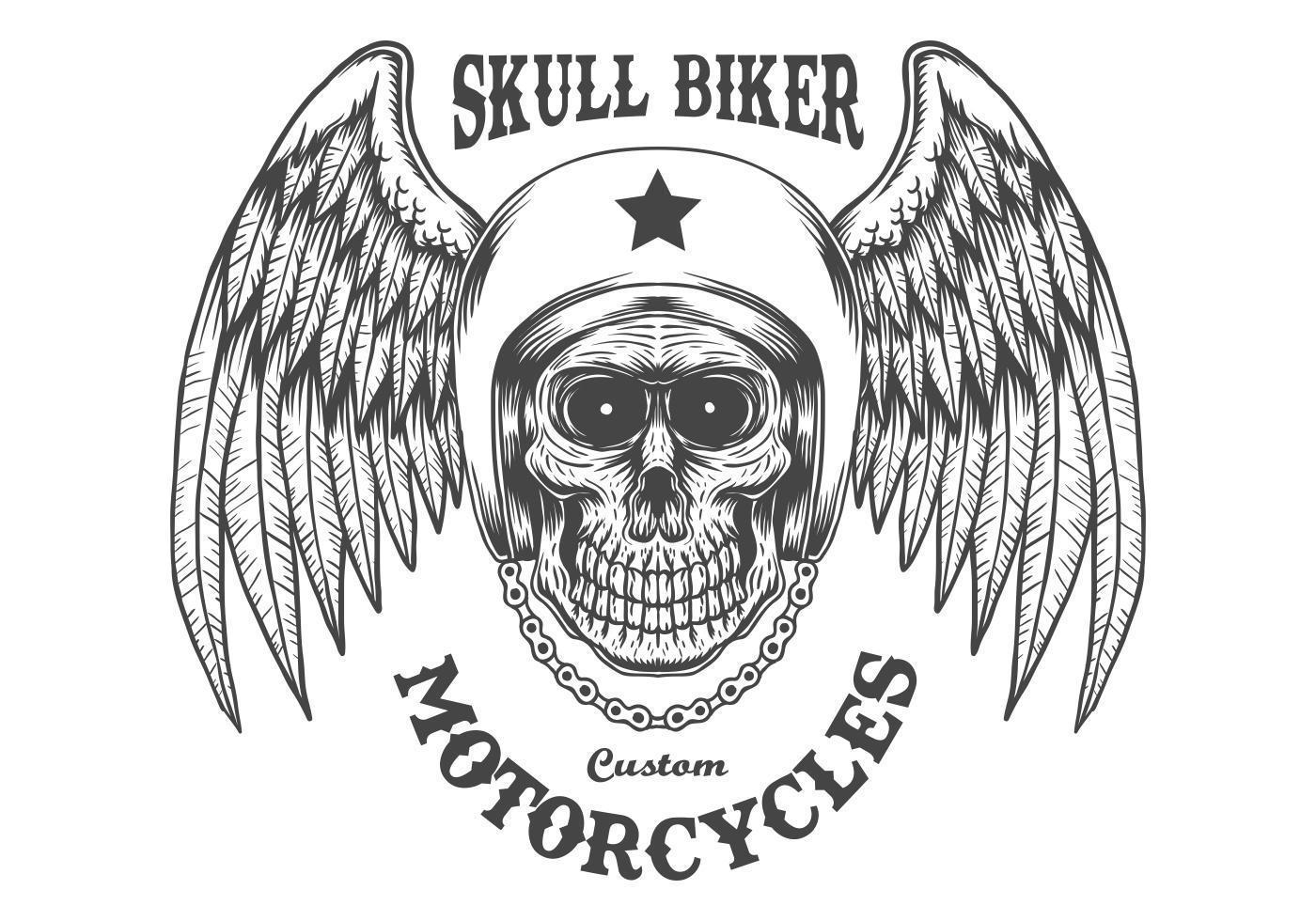 Skull head helmet wing concept  vector