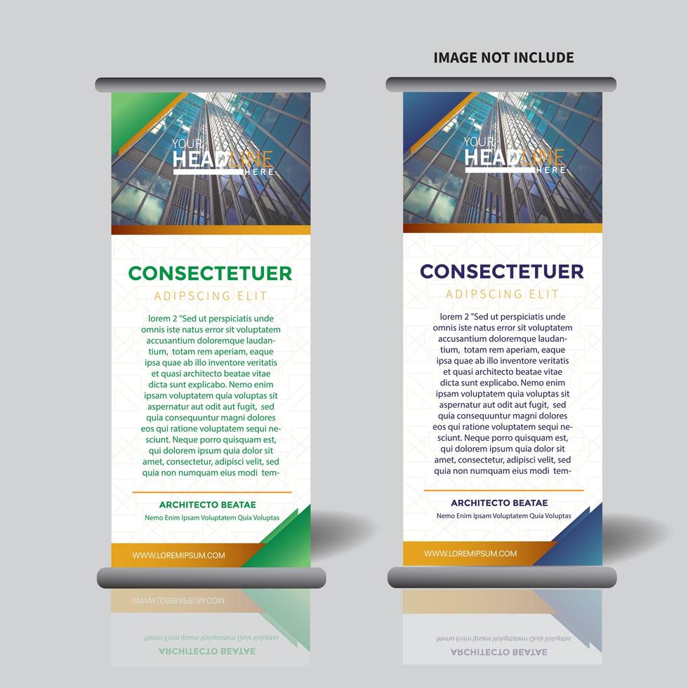 roll up vertical banner template with triangle design vector