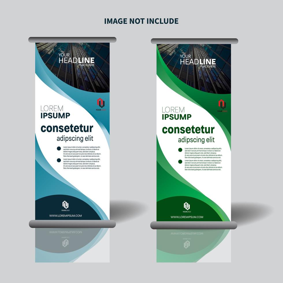 promotional vertical banner design with curved design vector