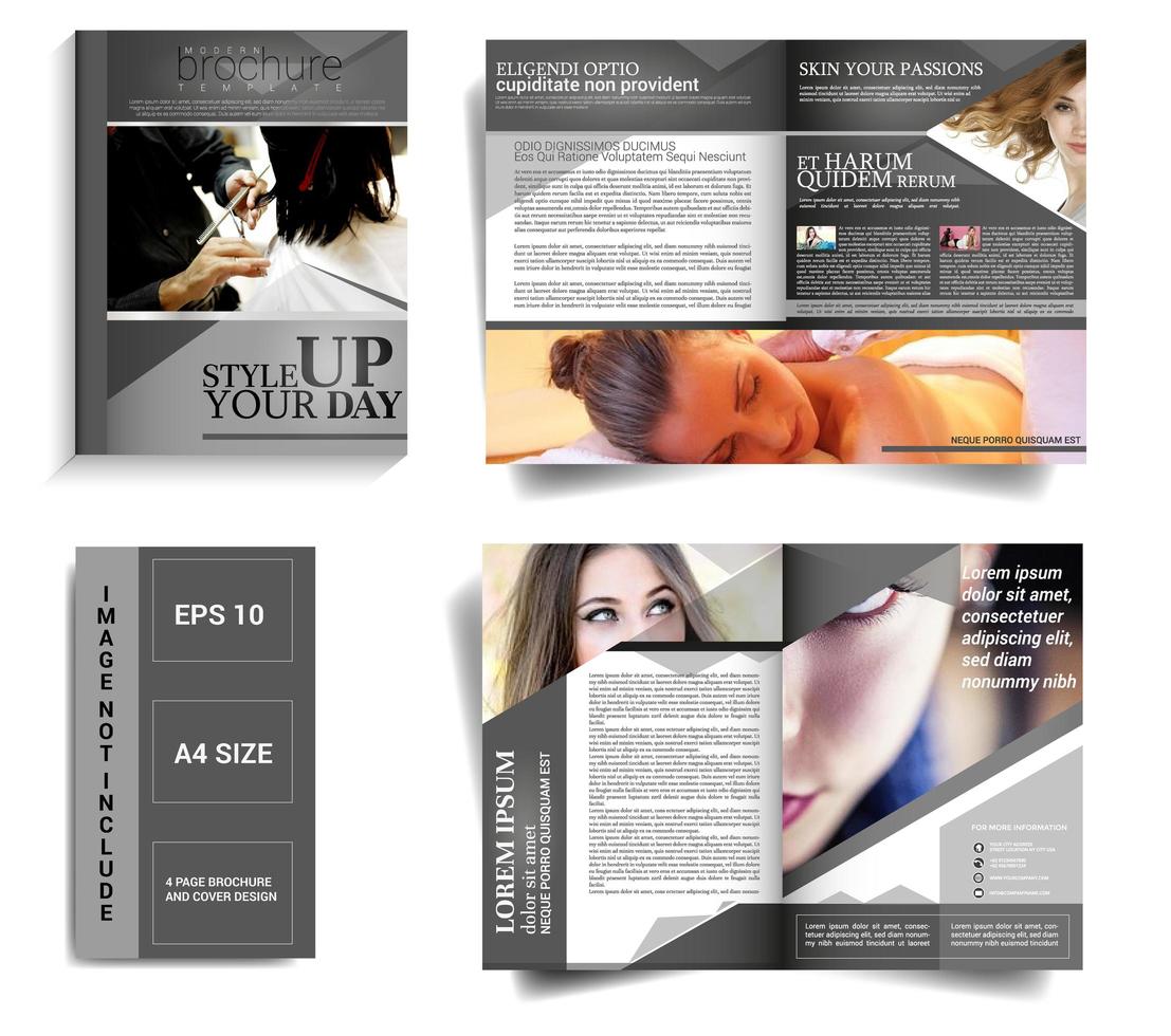 gray angled brochure template with 4 pages vector