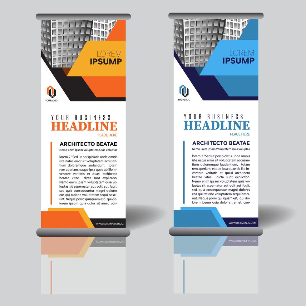 business roll up banner template with geometric shapes vector