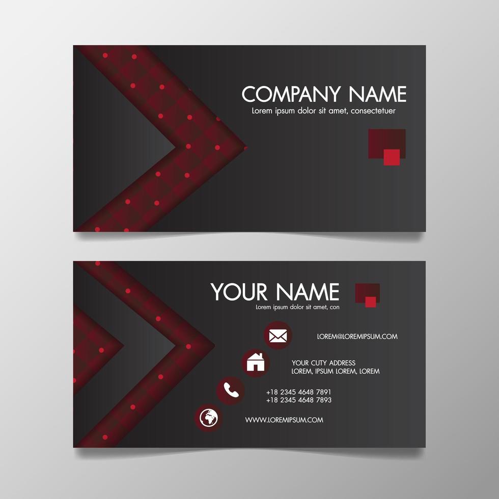 Red and black modern creative business card template vector