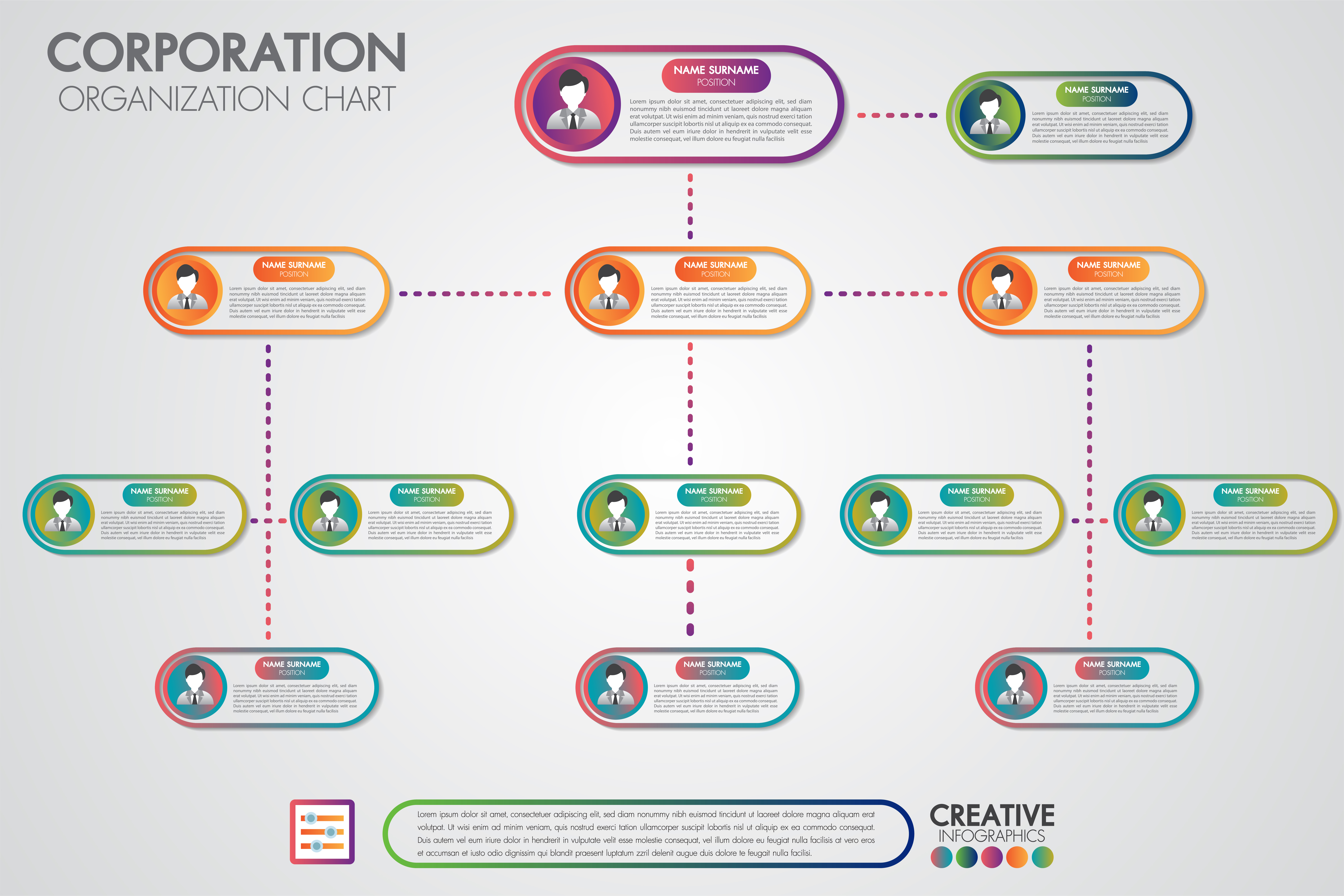 Corporate Organization Chart Template With Business People Icons