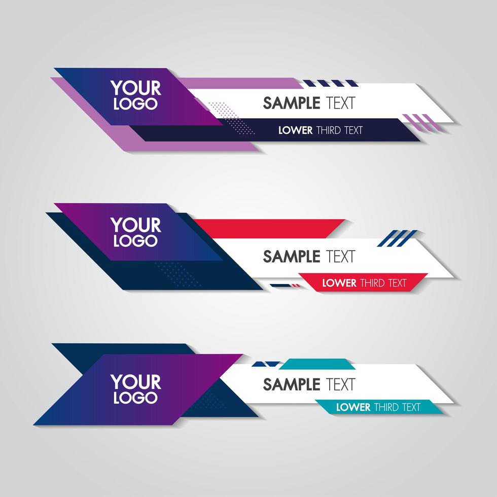 Lower third white and colorful design template modern contemporary vector