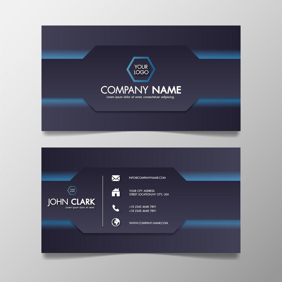 Business card modern blue and Black template creative and clean vector