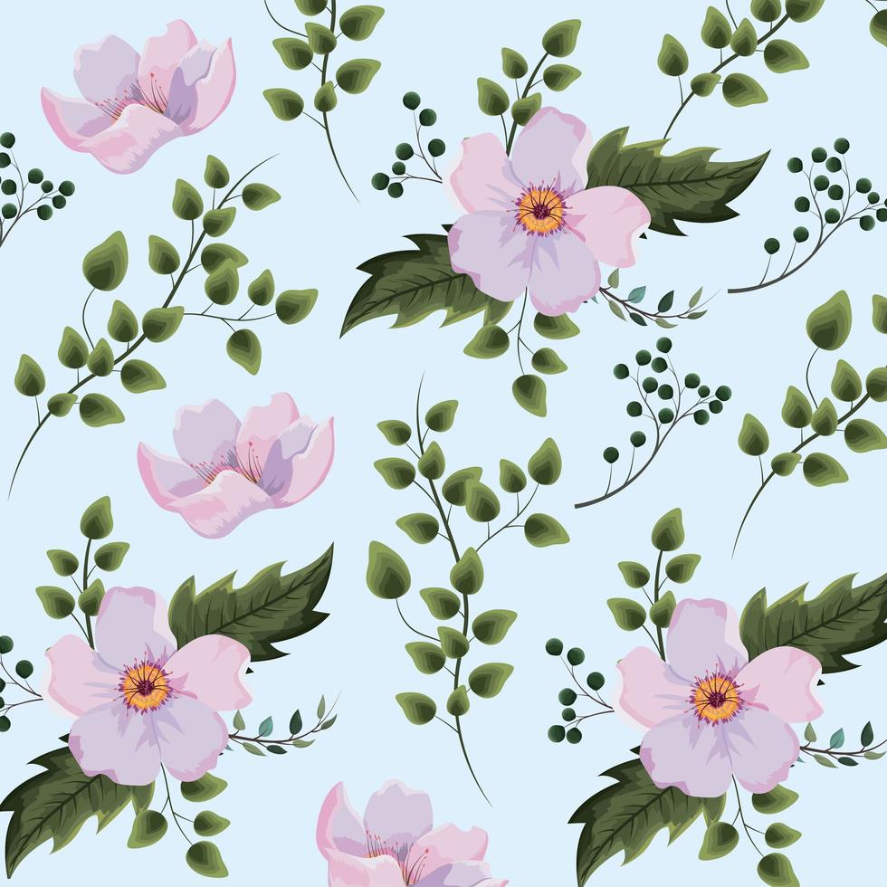 Exotic flowers plants with branches background vector