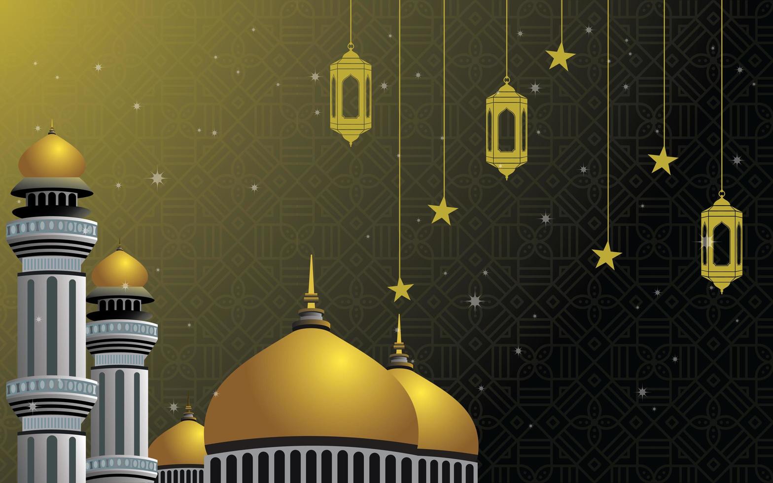 Golden Dome Mosque Scene vector