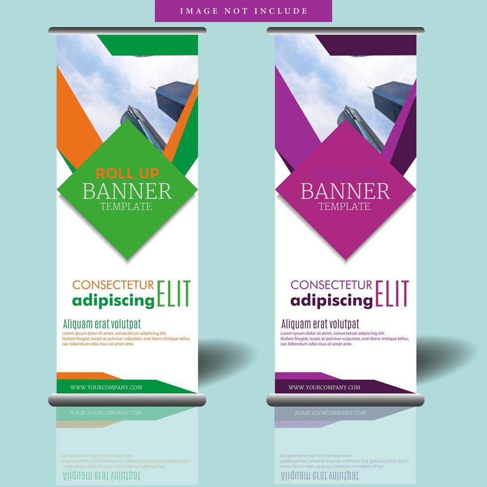 Roll Up Banner con forma de diamante vector