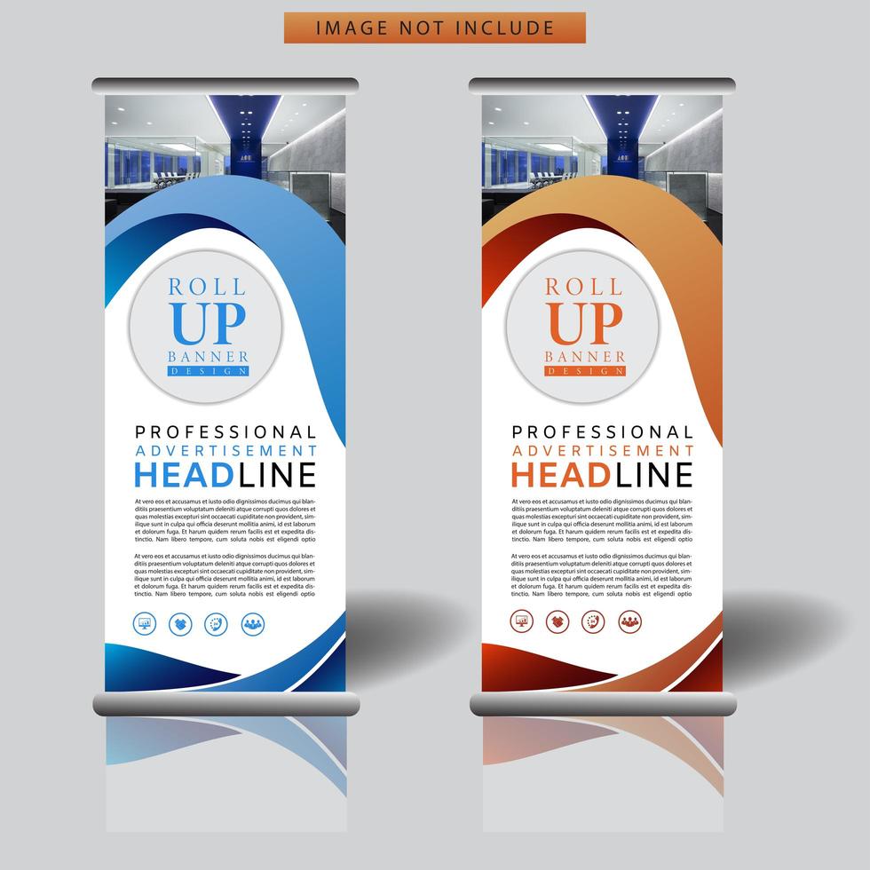 Roll Up Banner con formas curvas vector