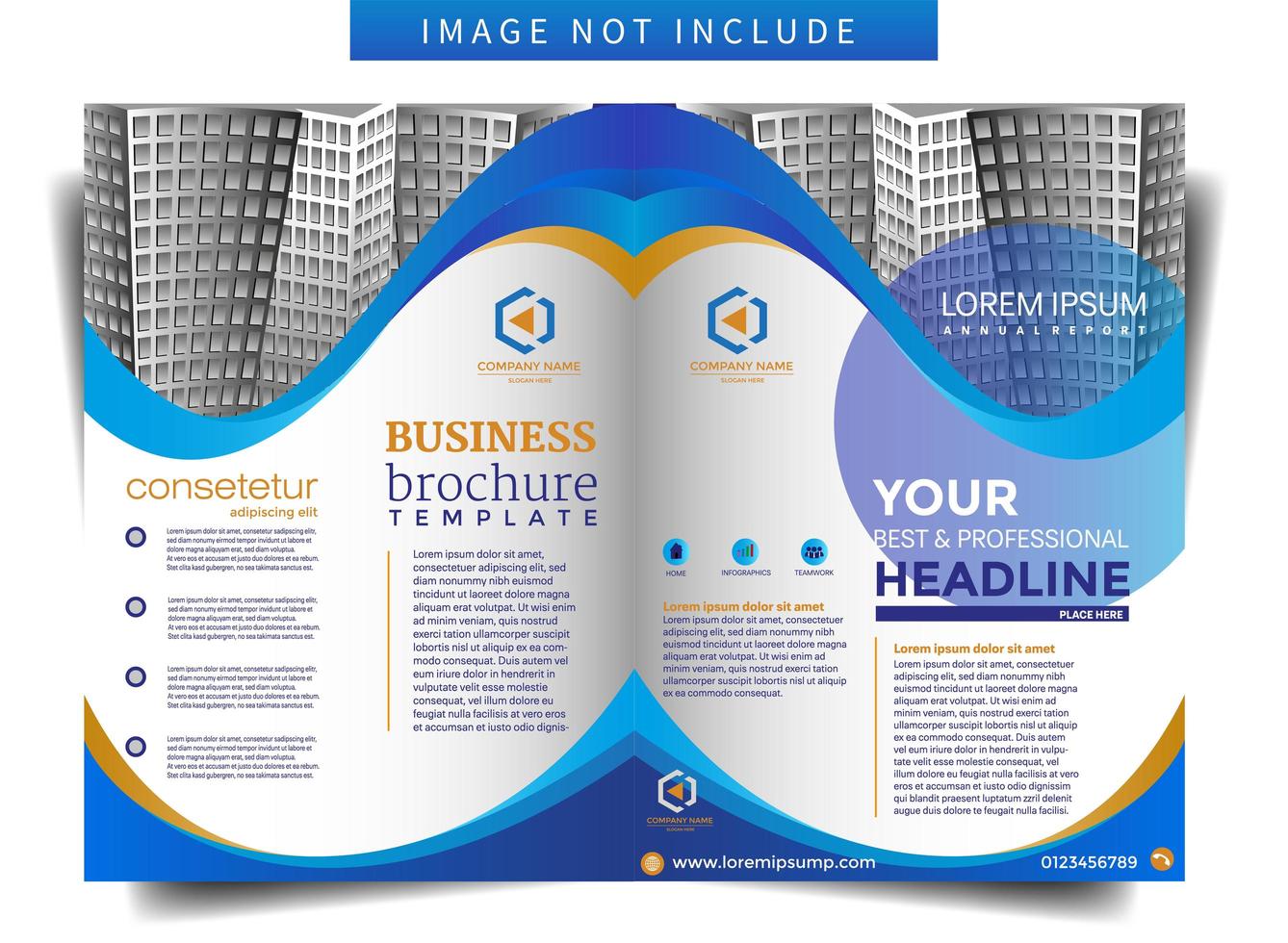 Business Brochure Template with Curved Shape Theme vector