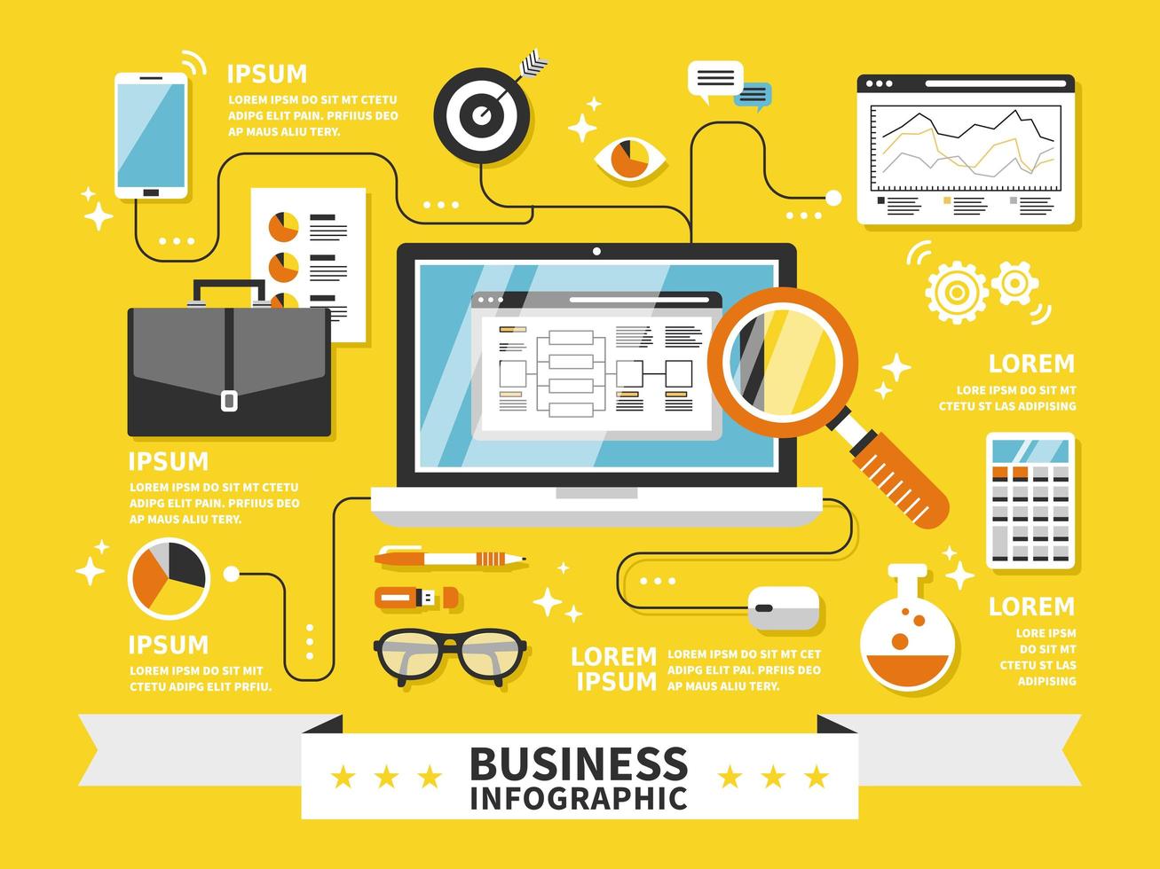 Business infographic with office supplies