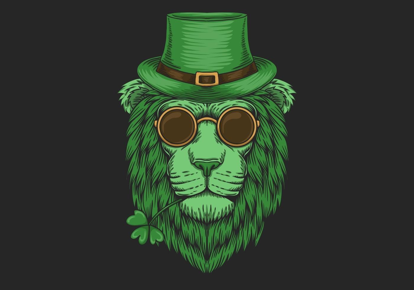 Green lion head St. patrick's day  vector