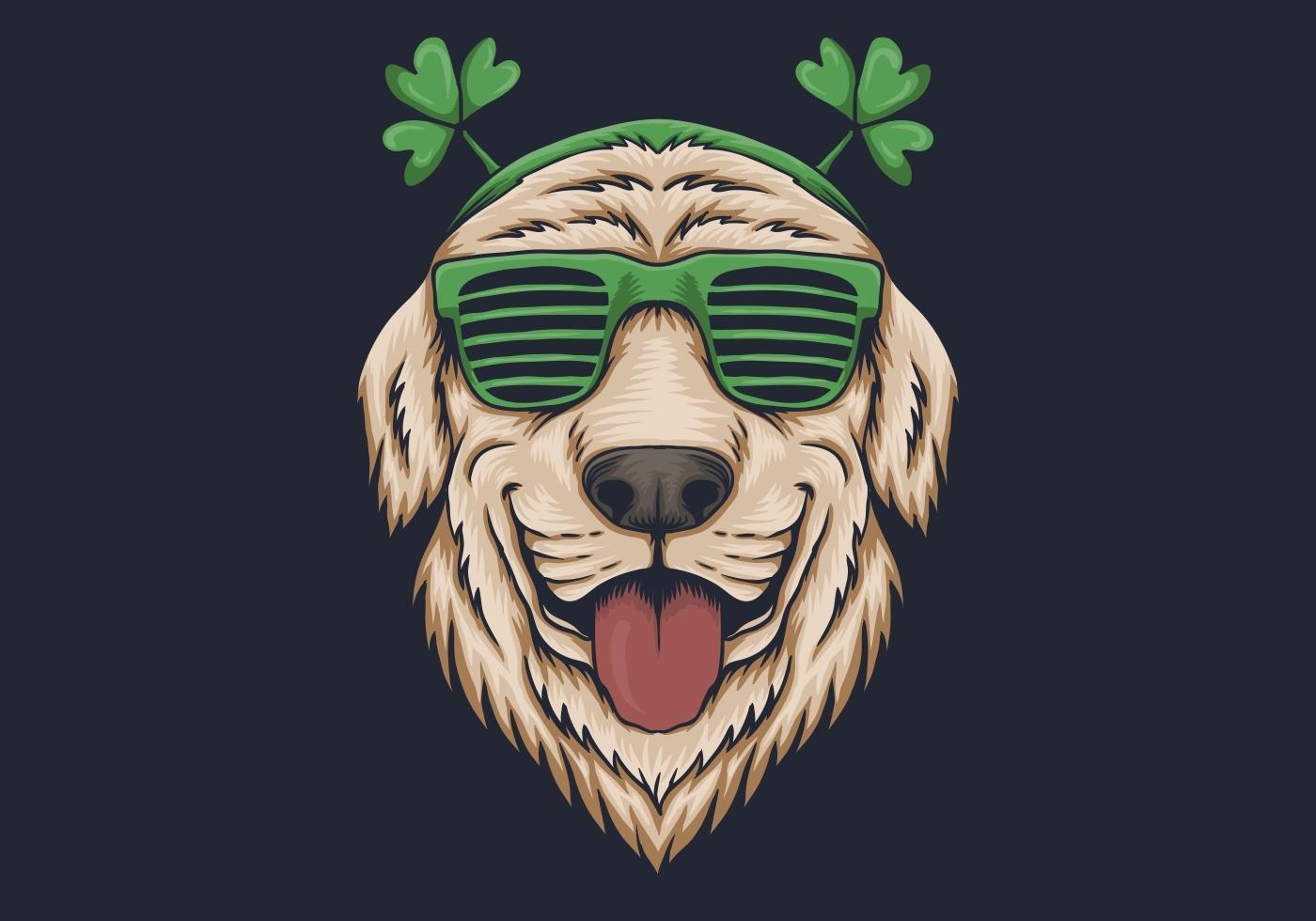 Cabeza de perro con gafas de sol diseño del día de san patricio vector