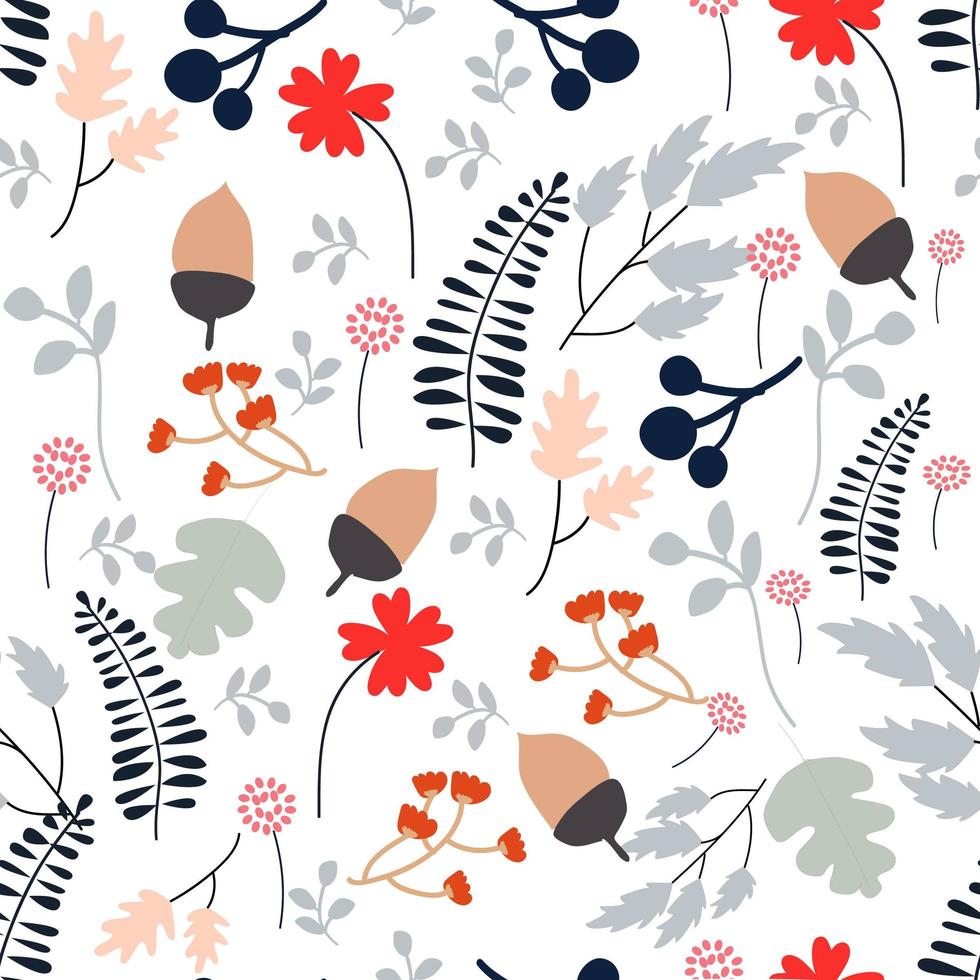 Seamless pattern wild spring flower and leaves vector