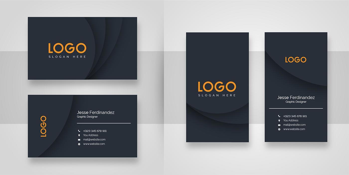 Abstract Dark Shape Business Card Template vector
