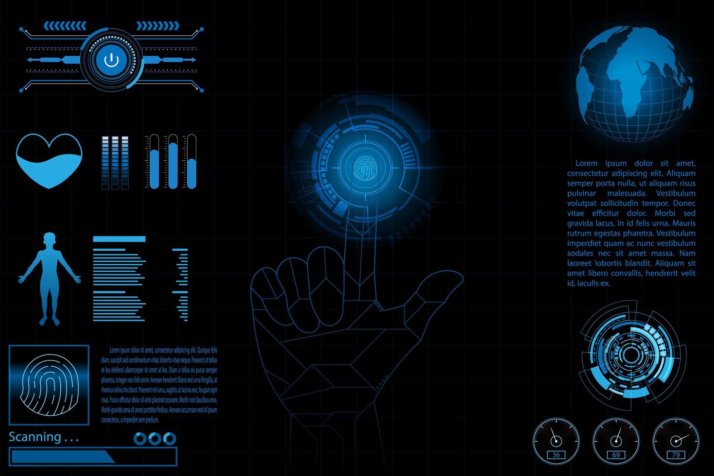 Future data dashboard, Graph, Panel digital concept vector