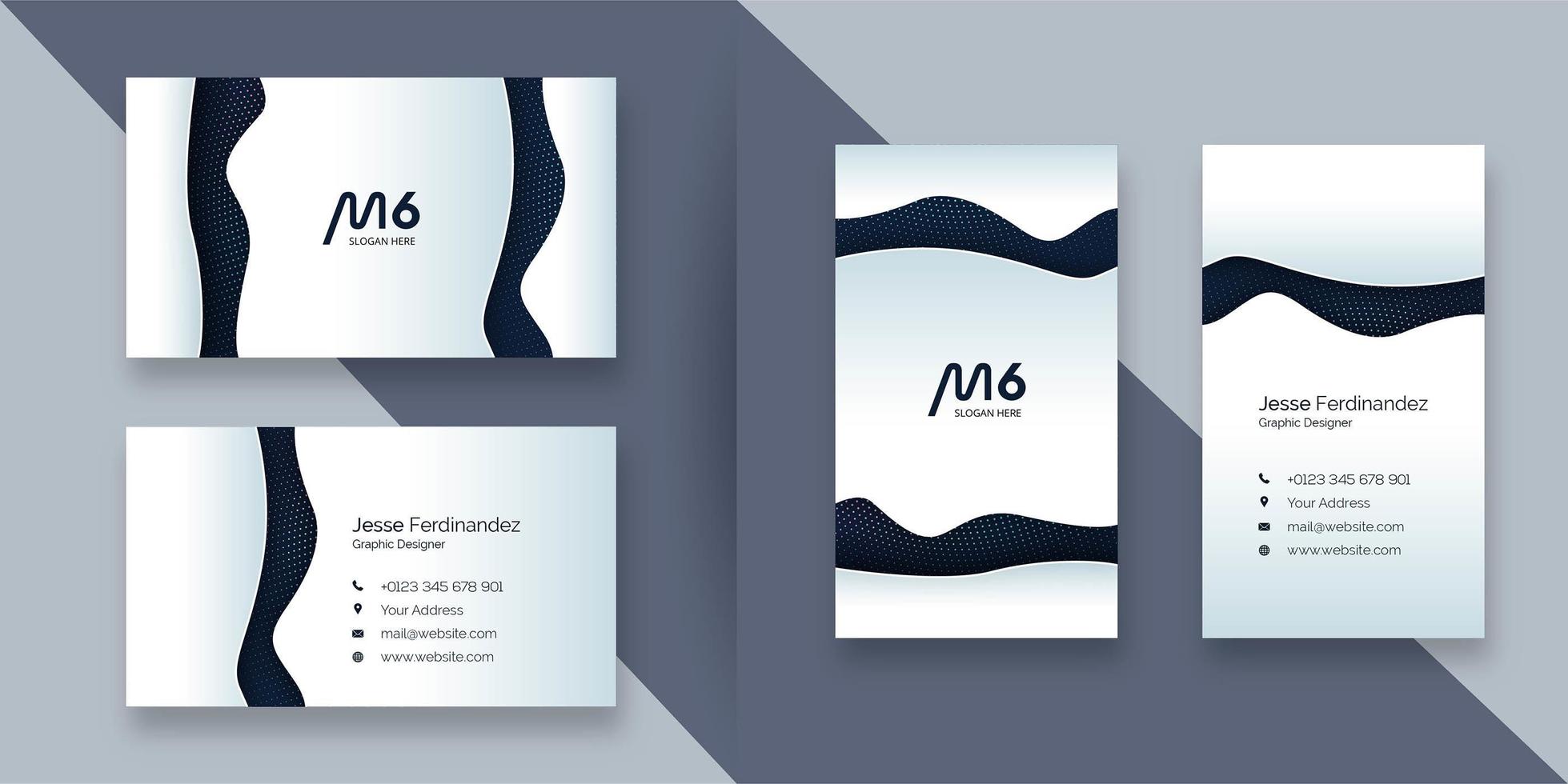 Abstract white and grey color paper cut business card template vector