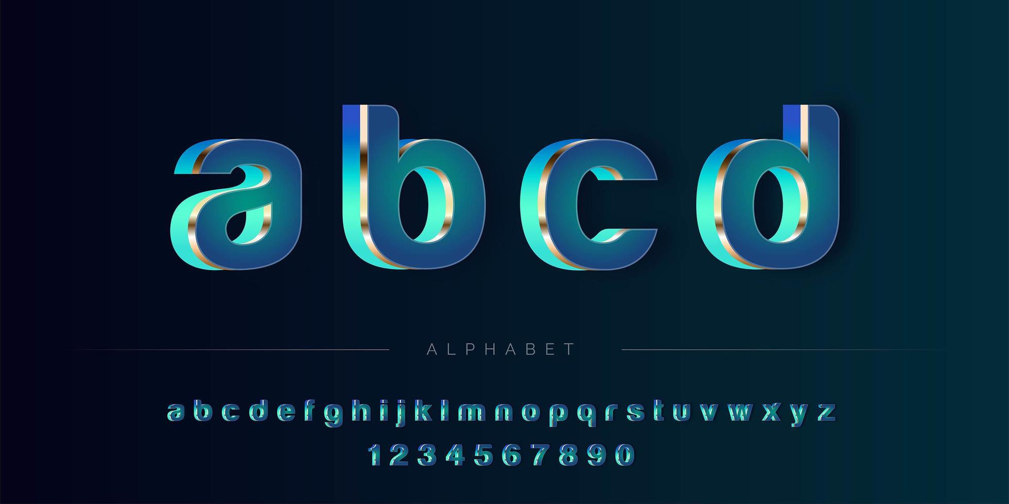 Abstract blue theme 3D alphabet set vector