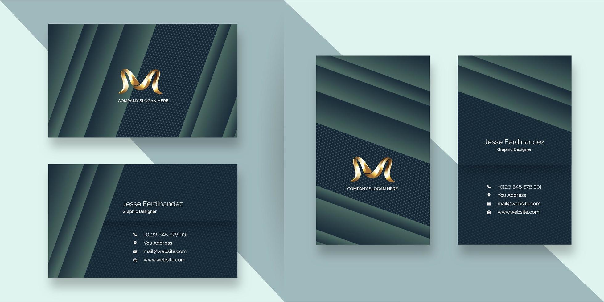 Modern deep color layer style business card template vector