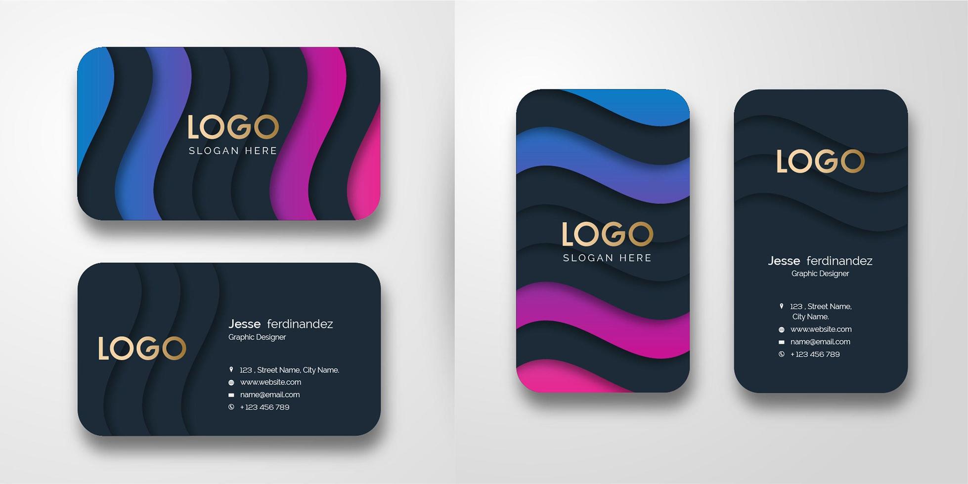 Abstract Luxury Wave Pattern  Business Card Template vector