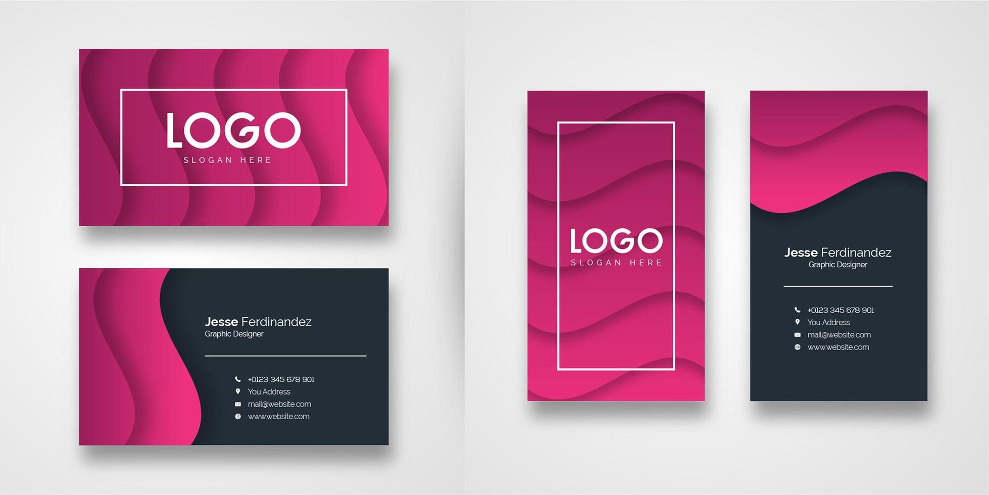 Abstract Pink Shape Business Card Template vector