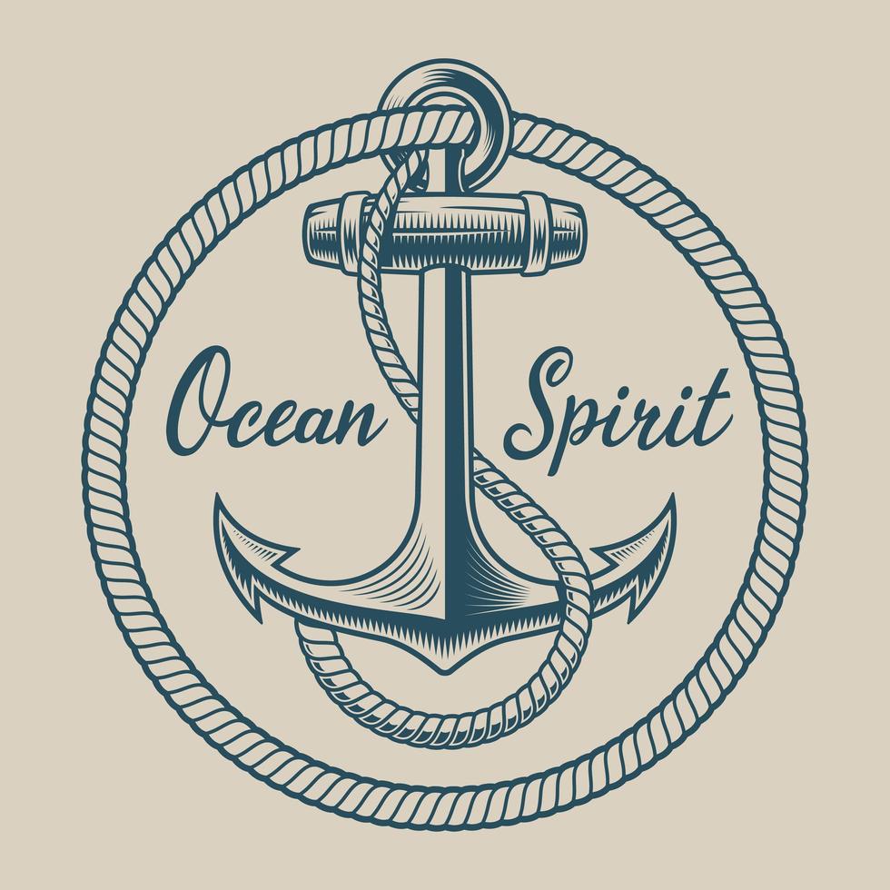 T-shirt design with an anchor in vintage style vector