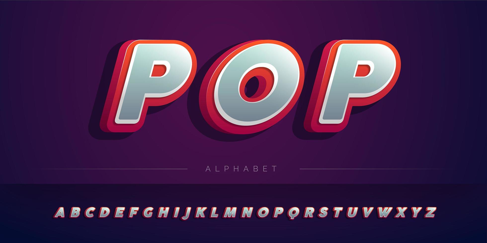 Layered 3D Red and grey alphabet set vector
