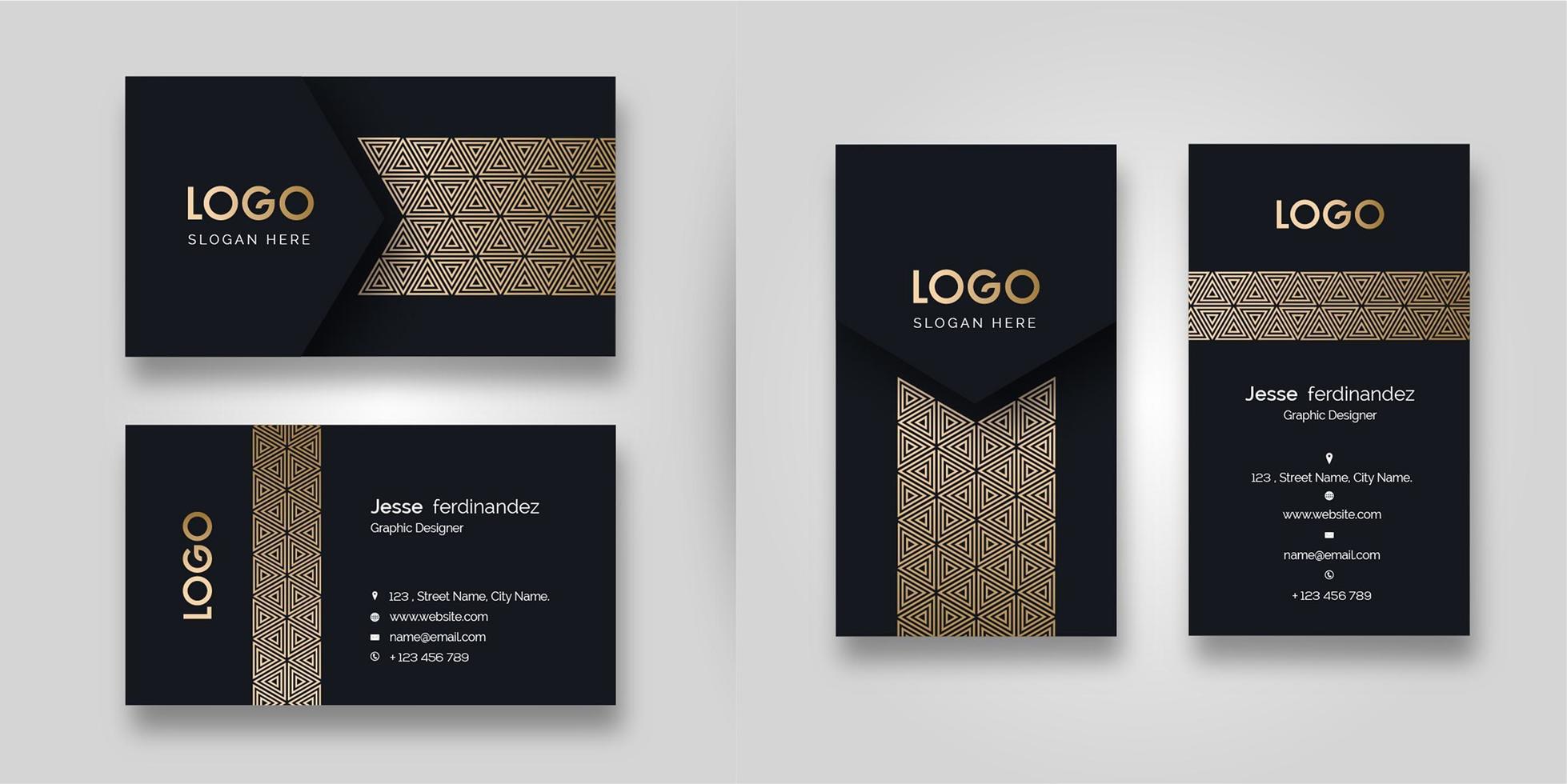 Luxury Pattern Dark  Business Card Template vector