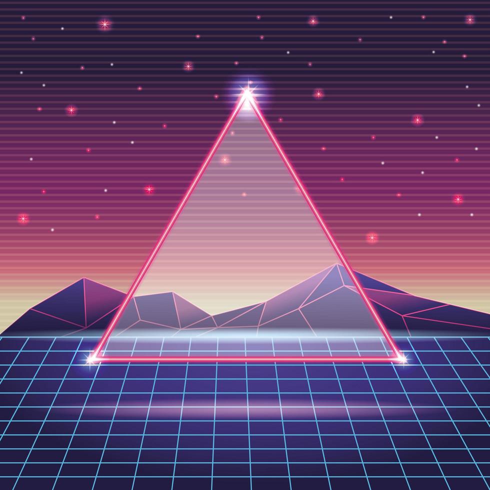 digital mountain landscape with triangle frame vector