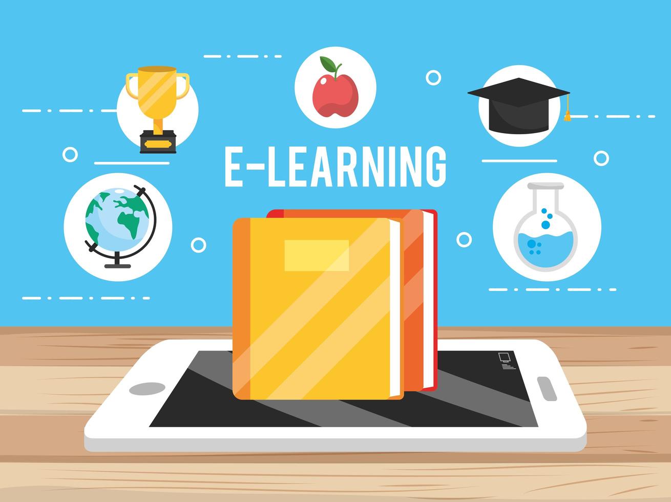 smartphone technology with education icons vector