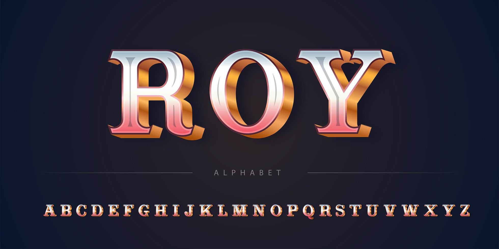 Luxury Rose Golden theme alphabet set vector