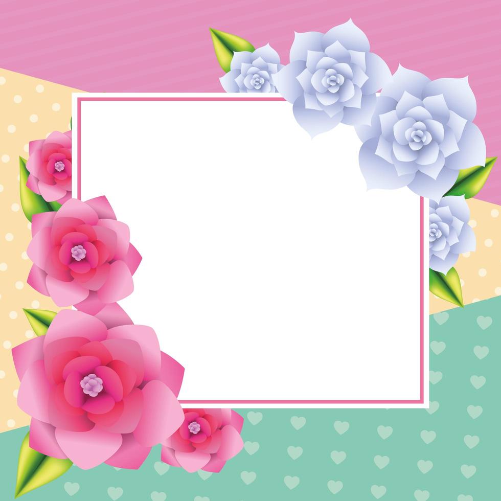 Marco de tarjeta en blanco floral vector